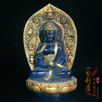 Античная коллекция Тибет, обнаруженная от Тибета, чтобы описать золотые лаоа -лили сакьямуни сакьямуни, чтобы сидеть в фольклорных домашних украшениях буддизма