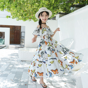 Cô gái một vai và hai trang phục, đầu gối mùa hè, váy bãi biển, phiên bản Hàn Quốc 2018, váy bohemian bướm