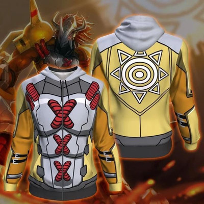 taobao agent Digimon, sweatshirt with hood with zipper, 3D, cosplay