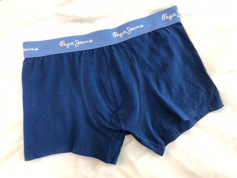 Dark Blue Light Blue Edge5 piece free shipping ● Europe and America original single foreign trade high quality pure cotton Solid color middle-waisted Flat angle Boxer underwear man