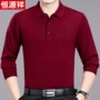 Áo thun nam tay dài của Hengyuanxiang áo len trung niên của cha cộng với áo sơ mi dệt kim XL áo thun thể thao nam