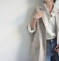 JO-JO-Z độc quyền linen cotton khâu trắng sọc phù hợp với chic tính casual casual áo khoác mùa thu dài tay áo ao kieu dep