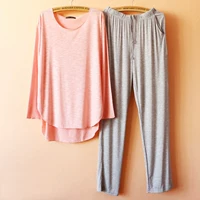 Đồ ngủ nữ mùa xuân và mùa thu tre cotton dài tay màu cotton giản dị XL phù hợp với dịch vụ nhà có thể được mặc - Pyjama quần lót nam