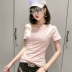 Mùa hè mới 2019 của phụ nữ thời trang châu Âu áo thun hồng nữ ngắn tay cotton Slim áo quây gợi cảm - Áo phông áo thun tay lỡ Áo phông