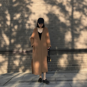 [Yjiid tự chế] nặng đề nghị người phụ nữ thanh lịch tính khí eo handmade coat cổ điển lạc đà len đầy đủ