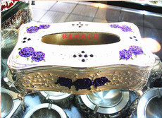 Коробка для салфеток 俄罗斯锡制纸抽盒居家彩色西洋纸巾盒 酒店彩锡手纸抽盒结婚礼物