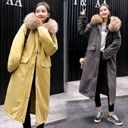 2018 cháu gái lớn dài mùa đông cotton phù hợp với phiên bản Hàn Quốc của đầu gối lỏng bf học sinh xuống áo khoác cotton thời trang hoang dã - Bông
