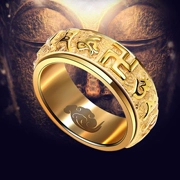 Nhẫn thần chú sáu chữ bằng thép titan nam độc đoán nam độc thân hipster Phiên bản Hàn Quốc của ngón trỏ sáng tạo nhẫn nhẫn chữ cái chữ