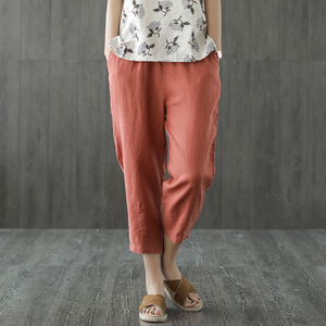 Tai nhỏ sản xuất 2018 mùa hè mới của phụ nữ quần âu gai rộng chân cắt quần nữ harem nghệ thuật quần nữ