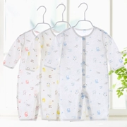 Em bé mùa hè Xiêm quần áo bằng sợi tre siêu mỏng cho bé sơ sinh mùa xuân và mùa thu quần dài tay hafu romper pyjama - Áo liền quần