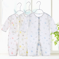 Em bé mùa hè Xiêm quần áo bằng sợi tre siêu mỏng cho bé sơ sinh mùa xuân và mùa thu quần dài tay hafu romper pyjama - Áo liền quần bộ body mùa hè cho bé gái