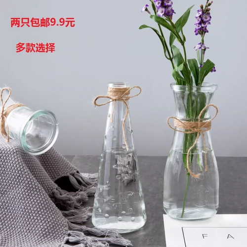 Простая европейская стеклянная гидропонная растительная ваза ваза цветочный горшок Прозрачная фея изготовленная зеленая укроп маленький свежий цветок бутылка