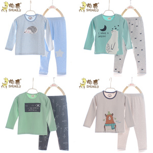Đẹp trai hươu mùa thu và mùa đông trẻ em mới của đồ lót phù hợp với nam bé Lycra Qiuyi Qiuku vai khóa dài tay áo phù hợp với