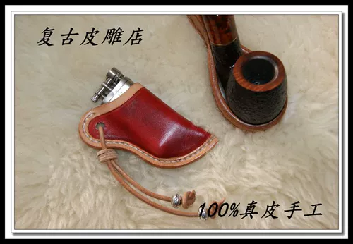 Кожаная оригинальная дизайнерская зажигалка ручной работы, ретро чехол, из натуральной кожи