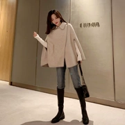 Mùa thu và mùa đông Phiên bản Hàn Quốc của chic lỏng retro nhỏ nước hoa thời trang áo khoác len ngắn áo choàng choàng khăn choàng len nữ