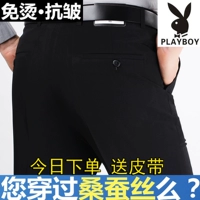 Playboy Nam Lụa Mùa Hè Quần Mỏng Trung Niên Dad Business Suit Quần Straight Ăn Mặc Quần quần âu nam đẹp