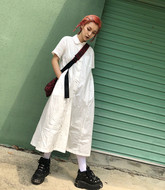 AMAMAY 2018 mùa xuân và mùa hè retro mới 90 s búp bê cổ áo Nhật Bản thiết kế thích hợp ngắn tay áo sơ mi trắng ăn mặc đầm cho người trung niên