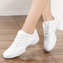 Athletic dance giày giày của phụ nữ tất cả các màu trắng da vuông khiêu vũ sneakers nữ thể dục thể dục dụng cụ thể dục nhịp điệu cổ vũ giày khiêu vũ giày tập khiêu vũ