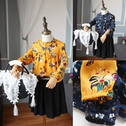 6-12 tuổi mùa thu cô gái mới mặt dây chuyền viscose hoa ren cổ áo búp bê áo sơ mi trẻ nhỏ bé trai lớn 29 - Áo sơ mi