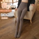 Quần legging cạp cao mặc cỡ lớn cotton dày lông cừu mỏng màu xám thắt lưng áp lực quần một quần mùa thu đông - Xà cạp