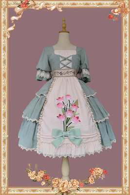 taobao agent Infanta Baby Vatican Lolita ** Tulip*Dark -patterned Embroidered Cotton OP Elegant Lolita Skirt