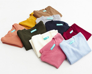 Hàn Quốc hoang dã ngọt ngào gió đại học kẹo màu rắn màu lỏng mỏng cổ tròn dài tay áo len của phụ nữ áo len áo sơ mi