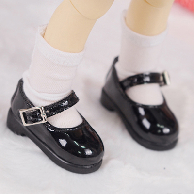 taobao agent BJD/SD baby shoes 6 points/4 shoes black round head bright leather leather shoes student shoes basic versatile