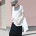 2019 áo thun mới của phụ nữ khâu voan phiên bản Hàn Quốc của áo thun ngắn tay áo thun dáng xòe - Cộng với kích thước quần áo quần thể thao nữ đẹp Cộng với kích thước quần áo