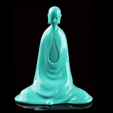 Ювелирные камни 高瓷绿松石创意和尚僧人摆件玉石酒柜工艺品禅意禅寂摆件书房摆设