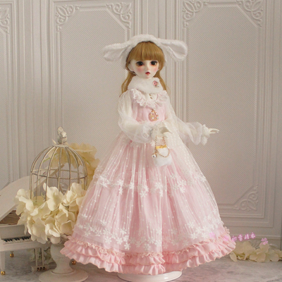 taobao agent Rabbit, long skirt, doll, clothing, retro dress, Lolita style, scale 1:4