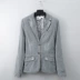 Áo đơn Pháp mùa xuân mới đơn giản cho phụ nữ đơn giản 2 nút giảm béo phù hợp với áo khoác sọc đồ vest nữ Business Suit