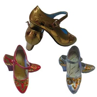 Серебряная танцующая этническая обувь для кожаной обуви