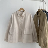 Осенняя небольшая дизайнерская куртка, оверсайз, свободный крой, в корейском стиле, тренд сезона