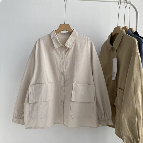 Осенняя небольшая дизайнерская куртка, оверсайз, свободный крой, в корейском стиле, тренд сезона