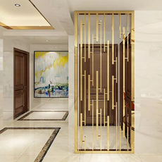 Резная перегородка 不锈钢屏风花格 竖条中式金属花格镂空大厅隔断彩色不锈钢定制 Leading South