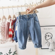 Quần áo trẻ em quần jean bé gái 2019 quần trẻ em mới quần bé gái giản dị quần mùa xuân và mùa thu quần thủy triều - Quần jean