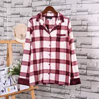 Mùa xuân nam và nữ dài tay áo len mỏng kích thước lớn quần áo nhà đồ ngủ lông cừu U 9-4 - Pyjama áo phong cotton nam