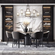 Mới Trung Quốc phong cách bàn ăn gỗ rắn và ghế kết hợp hiện đại Zen bàn tròn nhà hàng biệt thự mô hình nội thất phòng tùy chỉnh 377140 - Bộ đồ nội thất