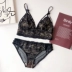 Pháp ren siêu mỏng không có vòng thép hình tam giác gợi cảm thanh lịch bralette bra set nơ đồ lót - Bộ đồ lót đồ lót ren quyến rũ Bộ đồ lót