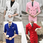 Trường đêm nam mẫu K ít tay áo bảy điểm nam size nhỏ phù hợp với thời trang Hàn Quốc Slim phù hợp với áo khoác thời trang đẹp trai - Suit phù hợp