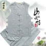 Bông vải vụn Tang phù hợp với áo vest nam vest vest phù hợp với mùa hè ông già áo len vest phong cách quốc gia Trung Quốc nút gió - Lót áo 3 lỗ nam rộng nách
