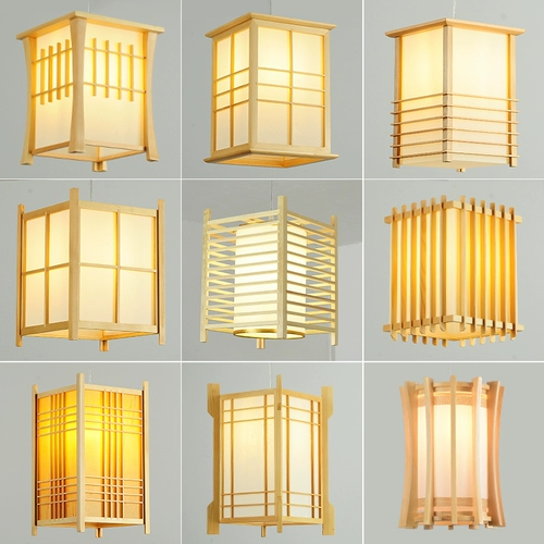 Деревянная японская люстра, лампочка, уличный фонарь, светильник для гостиной для беседки, 14 года, китайский стиль