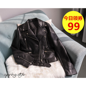 2018 mùa xuân và mùa thu mới da nhỏ nữ Châu Âu và Mỹ pu da xe gắn máy áo khoác ngắn sinh viên hoang dã slim slim jacket