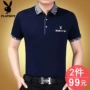 Người đàn ông trung niên của ngắn tay T-Shirt mùa hè bông ve áo người đàn ông trung niên của lỏng kích thước lớn nửa tay t-shirt daddy áo thun nam polo