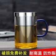 Ly thủy tinh dày cốc trà cốc nước tách trà nữ uống nước có nắp cốc trà văn phòng lọc tách trà - Tách