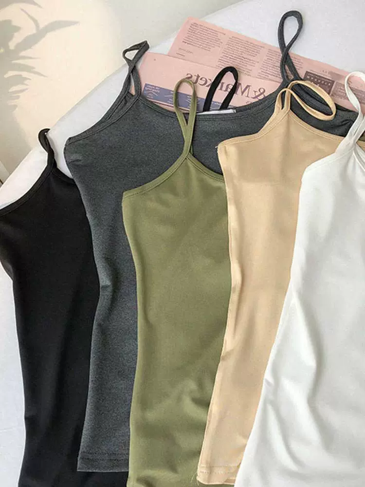 Xuanya yếm nữ 2020 mùa hè trắng mặc bên trong mặc bên trong chạm đáy áo vest sling đơn mảnh - Áo ba lỗ