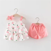 Quần áo trẻ em bé gái mùa hè ngoại quốc 2019 quần short trẻ sơ sinh mới hai mảnh set đồ 0-1-3 tuổi cho bé gái 4-5 - Phù hợp với trẻ em