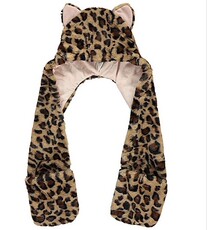 Комплект из двух частей 冬季女童款帽子围巾手套三件套一体儿童连体帽护耳口袋围巾英原单