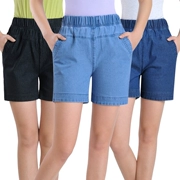 2018 mùa hè mới trung niên phụ nữ quần short denim mỏng jeans mẹ nạp đàn hồi đàn hồi eo quần