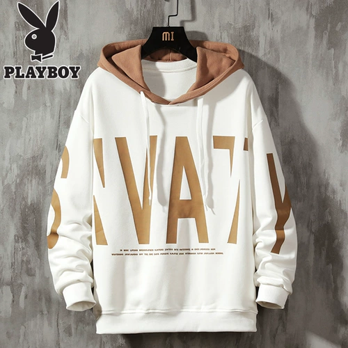 Playboy, мужская демисезонная осенняя толстовка с капюшоном, трендовый универсальный демисезонный лонгслив, оверсайз
